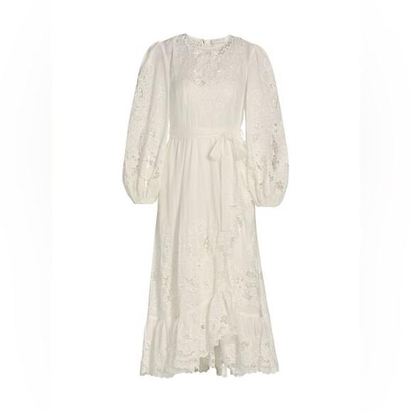 ZIMMERMANN Lulu Scalloped Frill Lace Pattern Long Dress Size S/Zimmerman Size 1 - Picture 6 of 9